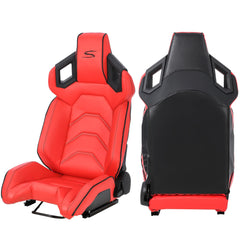 GARVEE 1 Piece Universal Racing Seats with Dual Lock Sliders, PU Leather, Racing Bucket Seats, 23.6