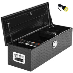 39 Inch Heavy Duty Black Toolbox with Sliding Shelf for Trucks