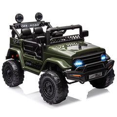 GARVEE Kids Ride On Truck Car w/Parent Remote Control, 12V Power Wheel Electric Car for Kids, Ride on Toys with Led Lights Bluetooth, 3 Speeds, Spring Suspension - Dark Green