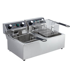 GARVEE Electric Deep Fryer - 3600W Stainless Steel Dual 10L+10L Oil Capacity, Timer & Temp Control, Easy-Clean, Countertop Fryers for Restaurant