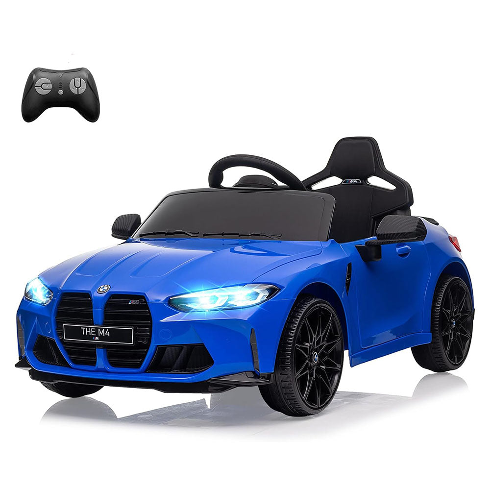 GARVEE 12V Electric Ride On Car for 37-83 Months, w/RC,Licensed by BMW M4,Power Wheels for Boys Girls, with Suspension System,3 Speeds, Bluetooth, MP3, Double Door, LED Light - Blue