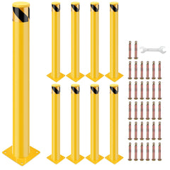 GARVEE Safety Bollard Post, 48 x 4.5 inch Steel Traffic Parking Barrier Bollards, Yellow, 8 Pack