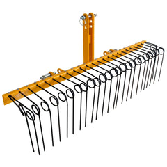 GARVEE 60 Inch Pine Straw Rake - 26pcs 8mm Coil Spring Tines Durable Powder Coated Steel Tow Behind Landscape Rake with 3 Point Hitch Receiver Attachment Fit to Cat0 Cat 1 Tractors for Leaves Grass, Yellow