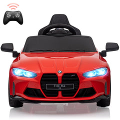 GARVEE 12V Electric Ride On Car w/RC,Licensed by BMW M4 Toddler Electric Vehicle for 37-83 Months,Power Wheels for Boys Girls, with Suspension System,3 Speeds, Bluetooth, MP3, Double Door, LED Light - Red