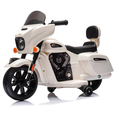 GARVEE 6V Ride-On Motorcycle for Kids, Electric Dirt Bike with USB, Music, Headlight - White