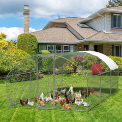 GARVEE Large Metal Chicken Coop, Dome Shape Chicken Coop with Upgrade Tri-Supporting, Chicken Coop Run with Waterproof and Anti-UV Cover (19.7'L x 9.8'W x 6.6'H)