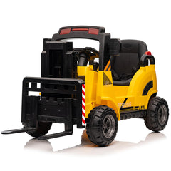 GARVEE 12V Electric Forklift Ride-On: Liftable Fork, Remote, Music, Realistic Design, 66lb Load, for 3-7 Years - Yellow