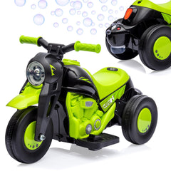 Garvee Kids Electric Motorcycle with Bubble Function, 3 Wheels Car for Kids - Green