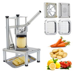 GARVEE Commercial Vegetable Fruit Chopper with Tray, Heavy Duty French Fry Cutter with 4 Stainless Steel Blades (1/4