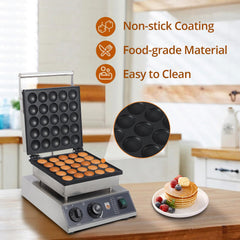 25Pcs Mini Dutch Pancakes Maker, Commercial Electric Nonstick Pancake Maker Machine with 1.8