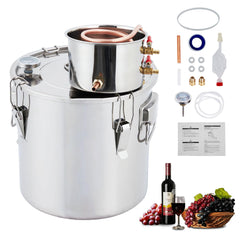 GARVEE 10Gal/38L Alcohol Distiller, Stainless Steel Kit with Copper Tube for Home Brewing Whisky, Wine, Brandy