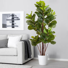 GARVEE Artificial Fiddle Leaf Fig Tree, 5 Ft Faux Ficus Lyrata Tree with 102 Leaves in Pot, Fake Green Plant for Indoor Outdoor Home Office Living Room Bedroom Decor