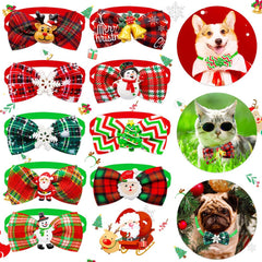 GARVEE Christmas Dog Collar with Bow Tie Adjustable Christmas Plaid Bow Tie with Accessories for Small Medium Large Dogs Pet Supplies BT284-7