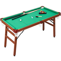 GARVEE 55inch Folding Pool Table Portable Foldable Billiards Table for Kids and Adults Pool Game Table with 2 Cue Sticks 16 Balls Triangle Chalk