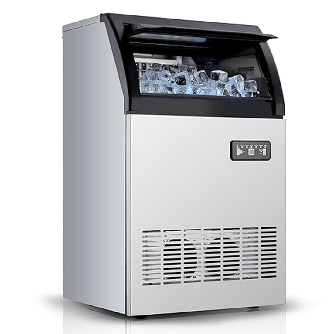 GARVEE Commercial Ice Maker Machine - 120lbs/24H, 33lbs Storage Basket, Stainless Steel Under Counter, Self Cleaning, Includes Water Filter & Scoops, for Home Office Restaurant Bar