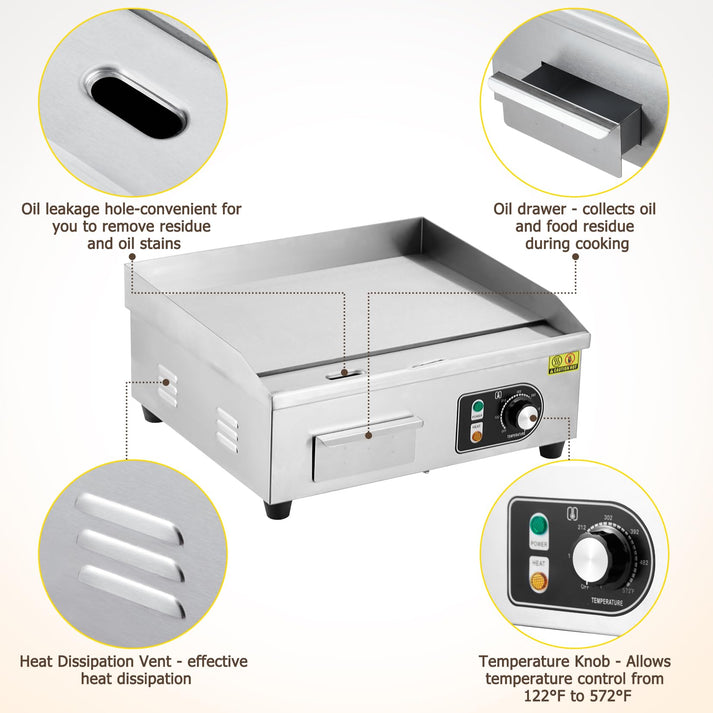 GARVEE Commercial Electric Grill Pan Side View