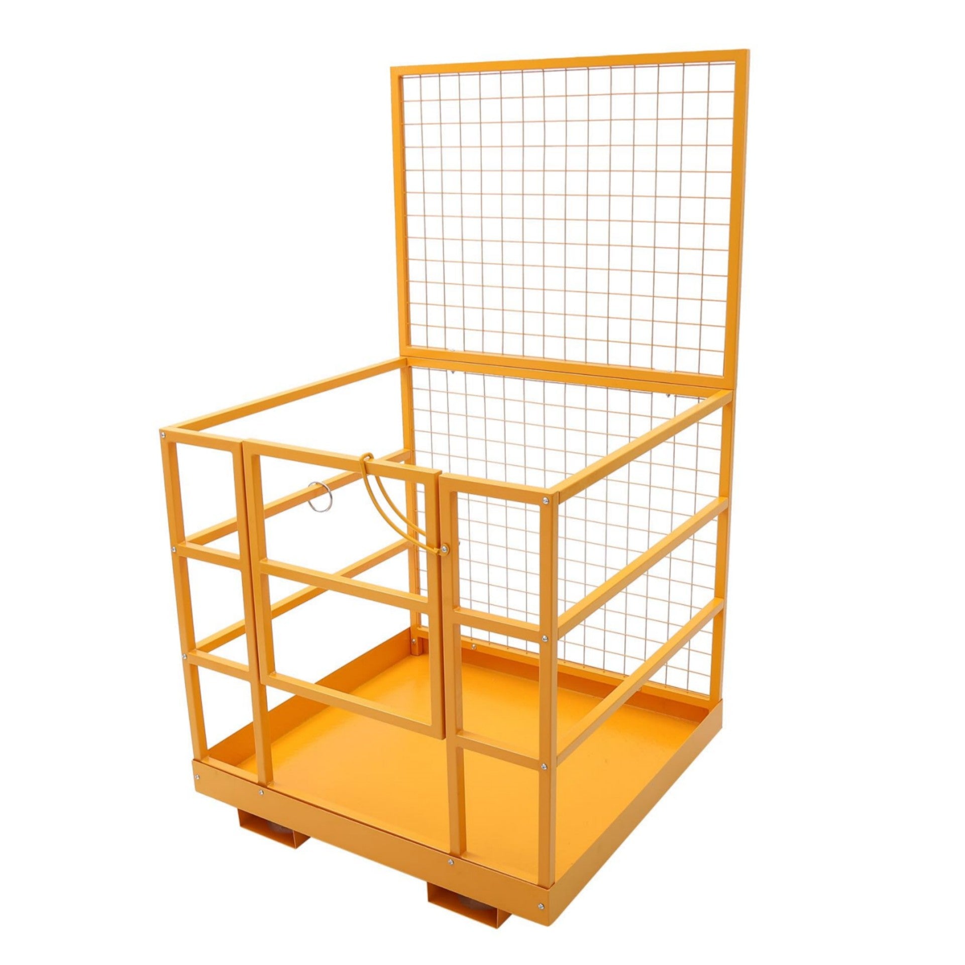 GARVEE 43"x45" Forklift Safety Cage, Forklift Work Platform 1400LBS Capacity, Heavy Duty Steel 43x45in Forklift Basket Man Platform with with Safety Harness & Lock, Dual Nonslip Design for Aerial Work