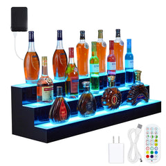 GARVEE LED Lighted Liquor Bottle Shelf, 3 Tier 40 Inch Lighted Bar Shelf with Remote & App Control, 4 Modes, 16 Colors, Bar Shelves for Liquor Bottles