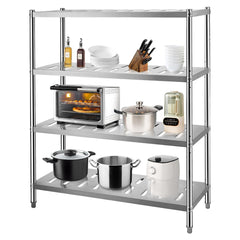 GARVEE Stainless Steel Shelves,24x14x45 in Storage Shelf 4-Tier Heavy Duty Adjustable Shelf Unit for Kitchen Garage Office Restaurant Warehouse,330lb Per Shelf