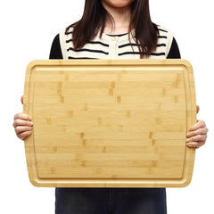 GARVEE Extra Large Organic Bamboo Cutting Board, Meal Prep & Serving Wooden Cutting Board for Kitchen, Chopping Butcher Block With Juices Groove for Turkey, Meat, Vegetables, Bbq, 20 x 15 In