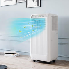 coucheta 8000 BTU (ASHRAE) / 5000 BTU (DOE) Portable Air Conditioner, Cools 350 Sq.ft. 3-in-1 Mini Standing AC Unit Cool/Fan/Dry, Quiet Operation, Remote, Fast Cooling, Air Purification, WhitePanel