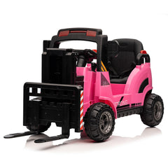 GARVEE 12V Electric Forklift Ride-On: Liftable Fork, Remote, Music, Realistic Design, 66lb Load, for 3-7 Years - Pink