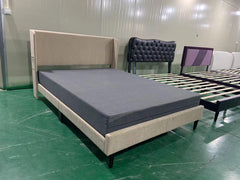 GARVEE King Upholstered Bed Frame, Velvet Upholstery, Wingback Headboard, Wooden Slat Support, Easy Assembly, Box Spring Optional