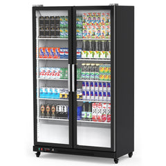 GARVEE Commercial Refrigerator, Glass Door with LED Lighting - Upright Beverage Display Cooler for Home, Store, Gym, or Office, Featuring Double Swing Doors and 39 cu.ft