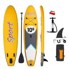 GARVEE Inflatable Paddle Boards for Adults, PVC Stand Up Paddle Board 6 Inches Thick, Paddleboard with Non-Slip SUP Bottom Fin, Hand Pump and Carry Bag Inflatable Sup for Beginners Yellow