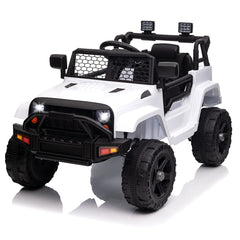 GARVEE 12V Ride On Truck Car for kid : Remote Control, 3 Speeds, MP3 Music, Suspension, LED Lights,for 3+ Year Old - White