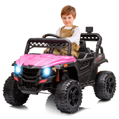 GARVEE 12V Kids Car: Ride-On Truck, Remote, Suspension, LED, 1.8-3.7 MPH, MP3, Engine Sound, ASTM Certified, for 3-7 Years  - Pink