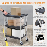 GARVEE Foldable Service Cart, 3-Shelf 330Lbs with Lockable Swivel Wheels, Portable Garage Tool Cart for Home/Office/Warehouse