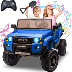 GARVEE 24V 2 Seater Ride on Car, GARVEE Licensed Toyota LC250 Ride on Toy for Big Kids with Remote Control, 4×100W Power 4 Wheels Ride on Truck with 4WD/2WD Switchable, Spring Suspension, Shovel, Music, Blue