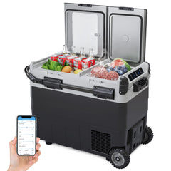 GARVEE 50L Dual Zone Car Refrigerator, 12V/24V Electric Cooler, Portable Freezer with WiFi App Control for Car, Truck, Home Use