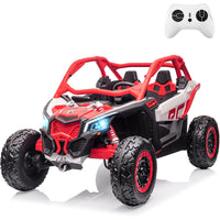 GARVEE 2-Seater Can-Am Ride-On UTV: 4WD, Remote Control, 2x24V Batteries, 4x200W Motors, 23" Seat, EVA Tires, Spring Suspension, for Kids - Red