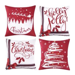 GARVEE Christmas Velvet Pillow Covers 18×18 Set of 4 Winter Holiday Pillow Cases Xmas Sleigh Tree Cushion Case Hidden Zipper Design