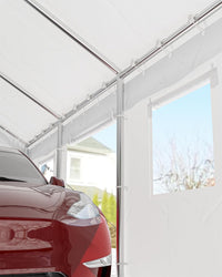 GARVEE 13'x20' Heavy Duty Carport, Car Canopy with Removable Sidewalls & Doors, ExtraLarge Portable Car Tent Garage with Roll-up Windows and All-Season Tarp, for Car, Truck, SUV White