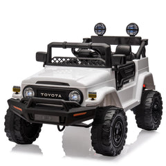 GARVEE 12V Ride on Car for Kids, Licensed Toyota Ride on Truck, Battery Powered Electric Kids Car with Remote Control, Music, LED Lights, Suspension System, Double Doors, Safety Belt,Ride On Toy - White