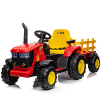 GARVEE 12V Remote Control Tractor for Kids with 7-LED & Safety Belt - Red