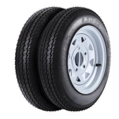 5.30-12 530-12 Trailer Tires on White Spoke Rims, 5.3-12