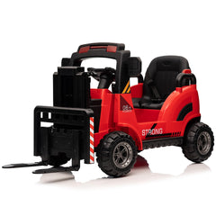 GARVEE 12V Electric Forklift Ride-On: Liftable Fork, Remote, Music, Realistic Design, 66lb Load, for 3-7 Years - Red