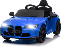 GARVEE 12V Electric Ride On Car w/RC,Licensed by BMW M4 Toddler Electric Vehicle for 37-83 Months,Power Wheels for Boys Girls, with Suspension System,3 Speeds, Bluetooth, MP3, Double Door, LED Light - Blue