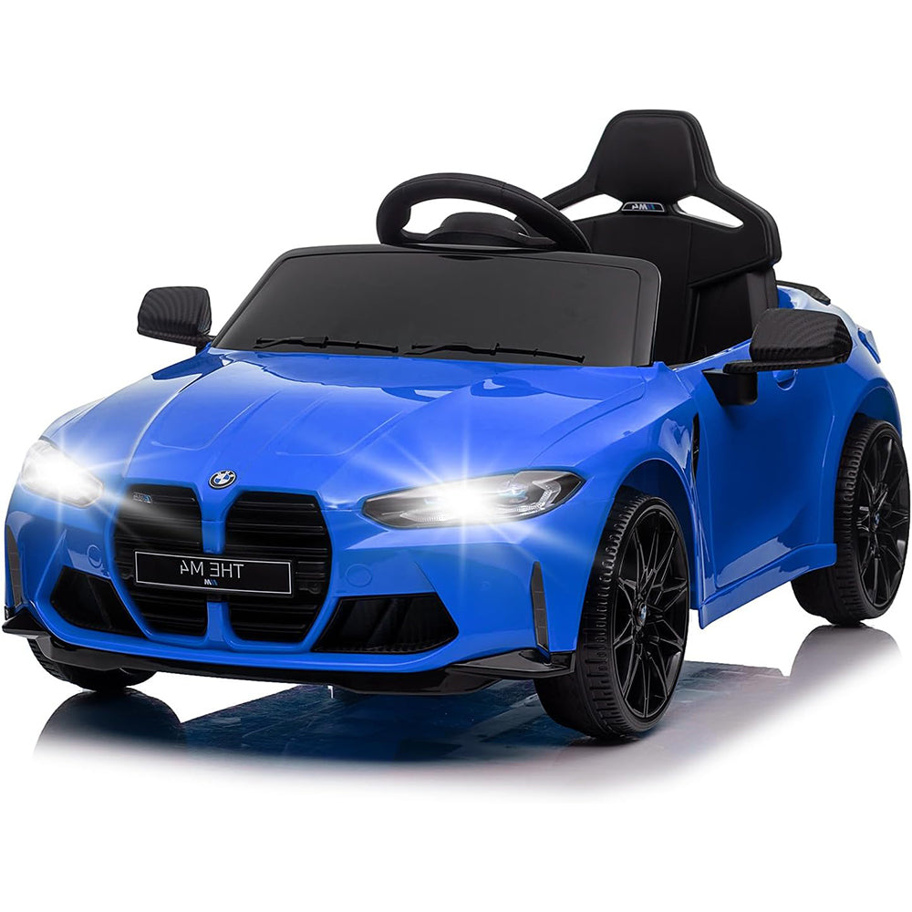 GARVEE 12V Electric Ride On Car w/RC,Licensed by BMW M4 Toddler Electric Vehicle for 37-83 Months,Power Wheels for Boys Girls, with Suspension System,3 Speeds, Bluetooth, MP3, Double Door, LED Light - Blue