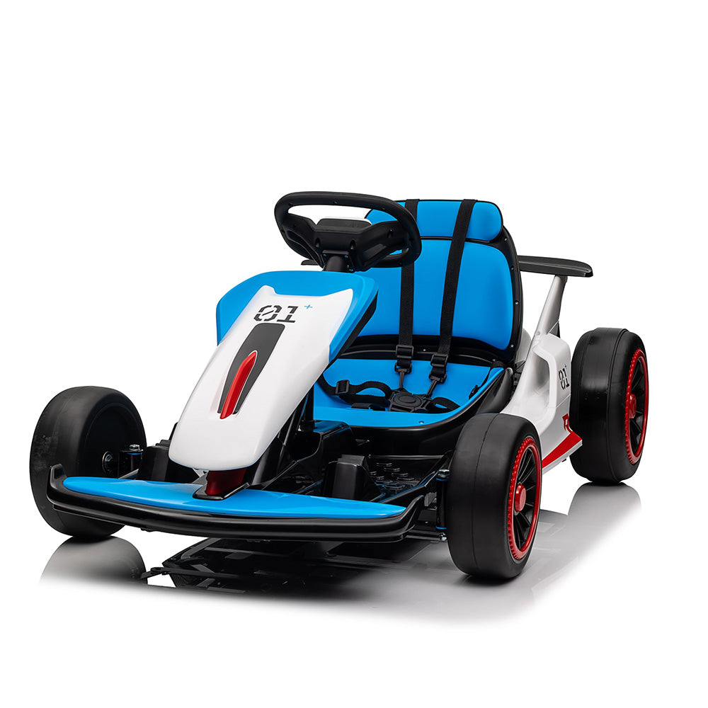 GARVEE Go Kart for Kids, 24V Drift Kart with 2X200W Strong Motor, 7AH Big Battery, Electric Pedals, Electric Go Kart Outdoor Race Toy Blue