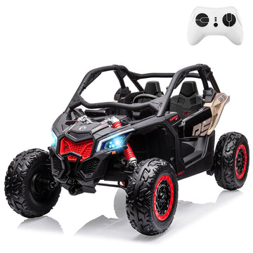 GARVEE 2-Seater Can-Am Ride-On UTV: 4WD, Remote Control, 2x24V Batteries, 4x200W Motors, 23" Seat, EVA Tires, Spring Suspension, for Kids - Black