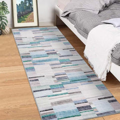 GARVEE 2x6 Long Hallway Runner Rug Modern Abstract Non-Slip Kitchen Runner Rug Geometric Entryway Mat Washable Contemporary Carpet for Living Room Bedroom, Blue