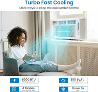 8000 BTU Smart Window AC, Quiet, Remote/App, Cools 350 Sq.ft