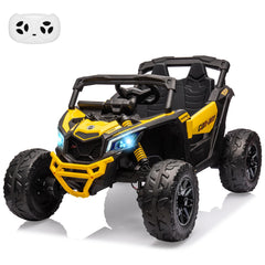 GARVEE 12V Can-Am Ride-On UTV: Remote Control, Large Seat, Music, LED Lights, Spring Suspension, for Boys & Girls - Yellow