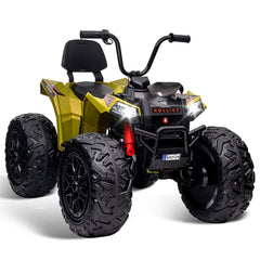 GARVEE Kids ATV Car, GARVEE 24V Ride on Toy 4WD Quad Electric Vehicle, 4x80W Powerful Engine, w/7AHx2 Large Battery, Accelerator Handle, Full Metal Suspensions, EVA Tires, LED Light, Bluetooth & Music, Green