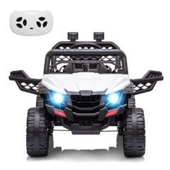 GARVEE 12V Kids Car: Ride-On Truck, Remote, Suspension, LED, 1.8-3.7 MPH, MP3, Engine Sound, ASTM Certified, for 3-7 Years  - White